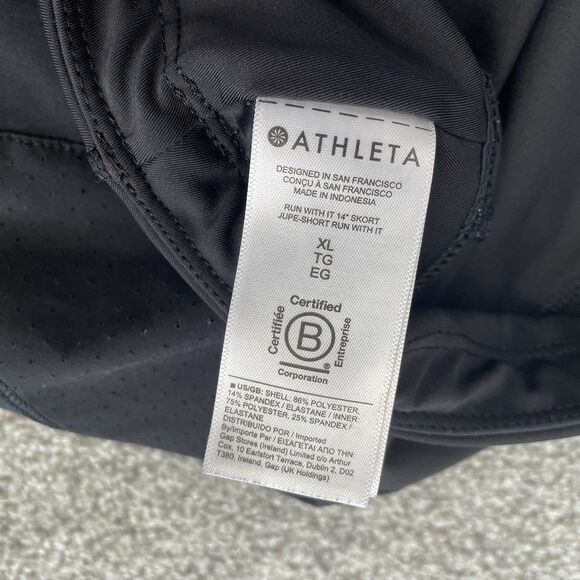 Athleta Run With It 14” Skort Womens Jupe Short Black Tennis Golf Size XL - Picture 10 of 13